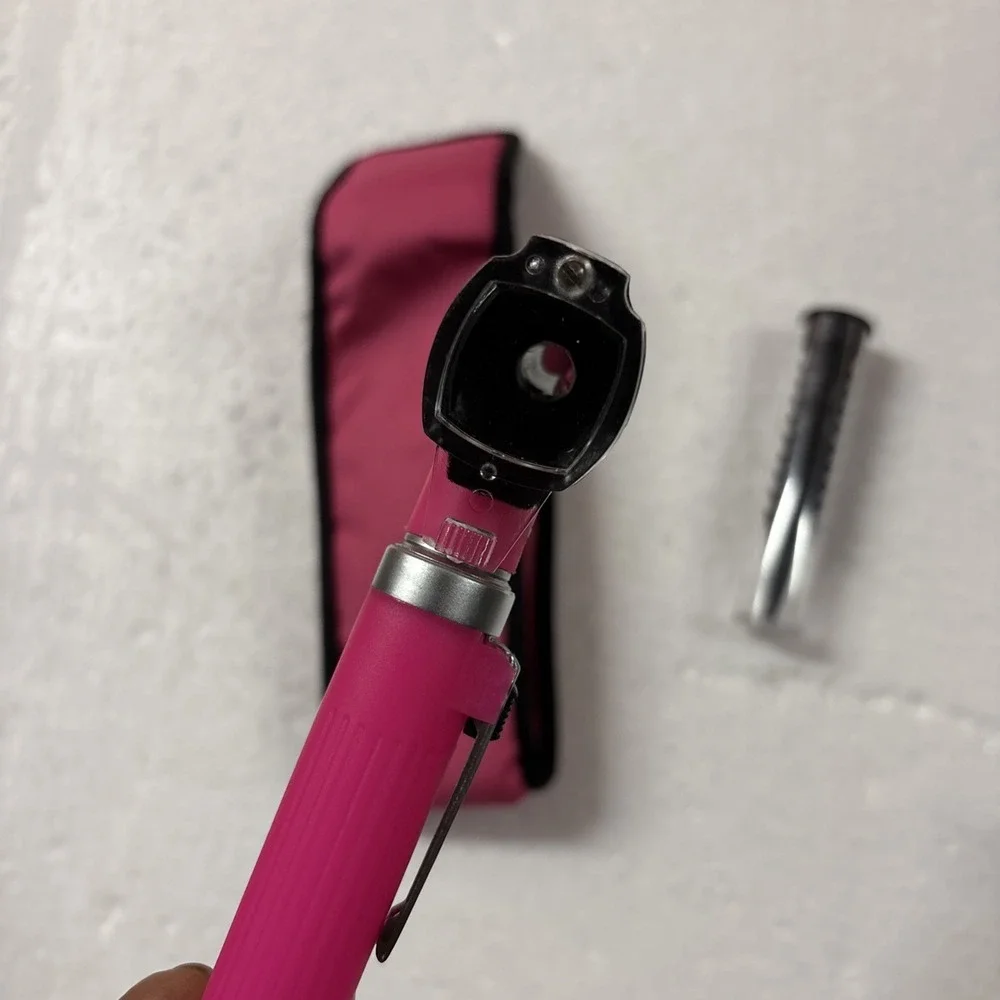 Mini Otoscope, Fiber Optic, Bright LED illumination, Pink Color